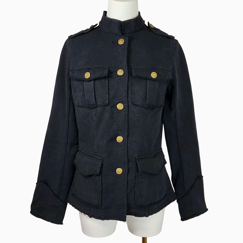 Ralph Lauren Denim & Supply Black Knit Military Utility Jacket Medium Steampunk